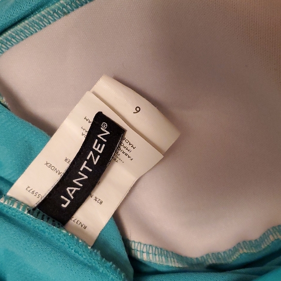 Jantzen teal aqua one piece swimsuit strapless size 6 - Picture 5 of 6